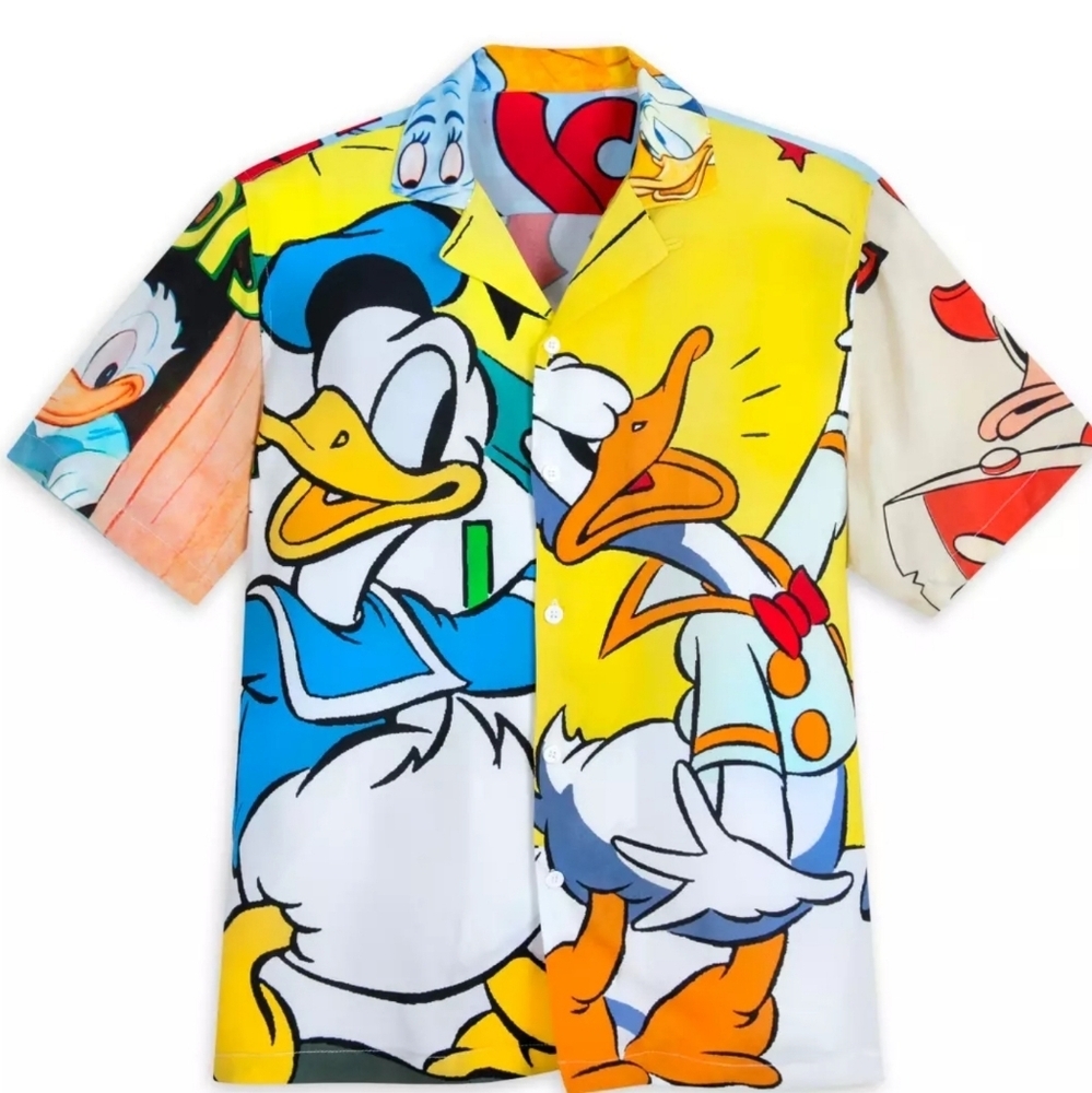 NWT Disney 90th Anniversary Donald Duck Woven Shirt for Adults 3XL